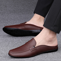 Printemps et automne chaussures pour hommes chaussures en cuir décontractées demi-pantoufles en cuir à la mode été nouvelles chaussures basses