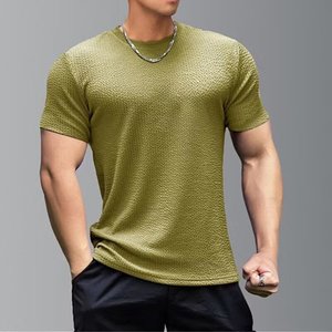 เสื้อกีฬาแขนสั้นผู้ชายลายเสือดาวสำหรับออกกำลังกาย แห้งเร็ว ระบายอากาศได้ดี - Product Image 4