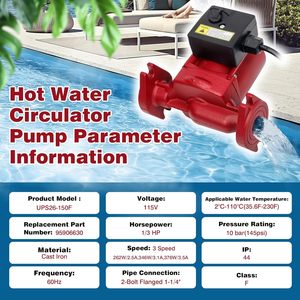 ปั๊มน้ำร้อนหมุนเวียน Yitrust 115V 1/3 แรงม้า 3 ระดับความเร็ว  วัสดุเหล็กหล่อ รุ่น UPS26-150F ใช้แทน Grundfos - Product Image 6