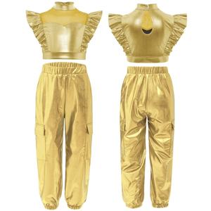 Conjunto de Danza Hip-Hop y Jazz para Niñas de 6 a 16 Años, Top Corto Metálico con Volantes y Pantalones para Competencias, Fabricantes de Disfraces de Danza - Product Image 3