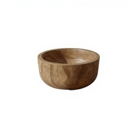Bol de service en bois de paulownia rustique sculpté à la main, 19 cm de haut, décoration bohème pour la maison, la table, la cuisine, le bureau, bol à fruits