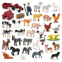 Lelewu simulation poulet, canard, oie, cochon, chien, chat, lapin, vache, mouton, cheval et âne agriculteurs mini ferme ensemble d'animaux de volaille