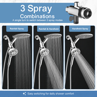 Ensemble de douche à effet pluie avec filtre magnétique chromé, douche à main multi-jets avec jet puissant, disponible pour commande en gros (rénovation)