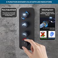 Système de douche Homedec Dual à 4 poignées, pomme de douche LED 14x20 pouces, 2 pommes de douche pluie cascade de 6 pouces, montage au plafond, noir mat