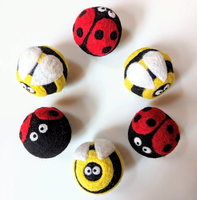Boules de séchage en laine à motifs d'insectes de dessin animé, faites à la main, naturelles, réutilisables, antistatiques, anti-plis, écologiques