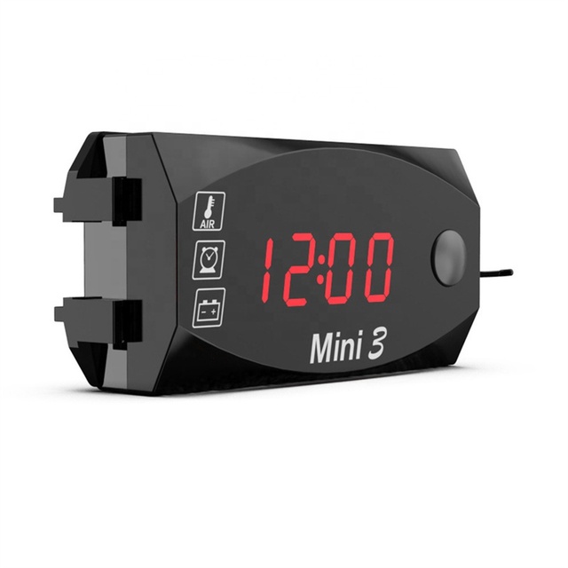 Universal Waterproof Motorcycle Digital Display Time Clock Thermometer Voltmeter Multi-function Tester Meter