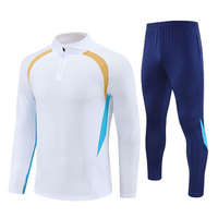 Setelan Training Sepak Bola Pria Grosir, Jaket Setengah Resleting Kerah Tinggi Lengan Panjang, Regular Fit, Cepat Kering, 100% Poliester