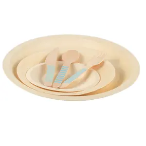 Environmentally Plates Disposable Dish Food Grade Wood Tray Saucer Salver Factory Price Wooden Disposable Dish