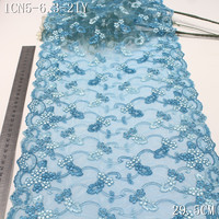 Dentelle Élastique Broderie Extensible 20cm Tissu Dentelle Noir Vintage Broderie Florale pour Lingerie Féminine