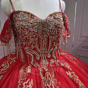 Robes de Quinceanera rouges pour fille Tassesl plissé sur l'épaule Princesse Rojo personnaliser Miss Xv Vestido De Anos Lsmu137 - Product Image 4