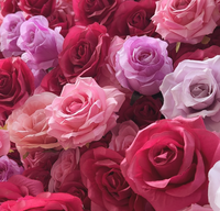 Mur de fleurs artificielles fait main pour mariage et Saint-Valentin, 2,4 m x 2,4 m, roses en tissu blanc, violet et rose, décoration murale 3D
