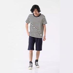 T-Shirt Giovanile Stile Street in Puro Cotone Vintage a Righe con Collo Rotondo e Maniche Corte 230g - Product Image 4