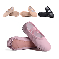 Nouveautés 2026 : Chaussons de ballet en cuir avec doublure en coton doux pour tout-petits, rose