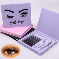 Kit de cils Mega Cluster personnalisé avec colle et fixateur, cils segmentés faits à la main, plateau de cils en grappe à marque privée pour le maquillage
