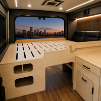 Canapé-lit escamotable pour camping-car avec armoire de rangement latérale, structure en aluminium alvéolé, gain de place, installation facile, personnalisable
