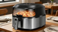Friteuse à air Anbolife 6L avec grill, 1700W, écran tactile, affichage numérique 45-230°C, fenêtre de visualisation et éclairage, OEM ODM