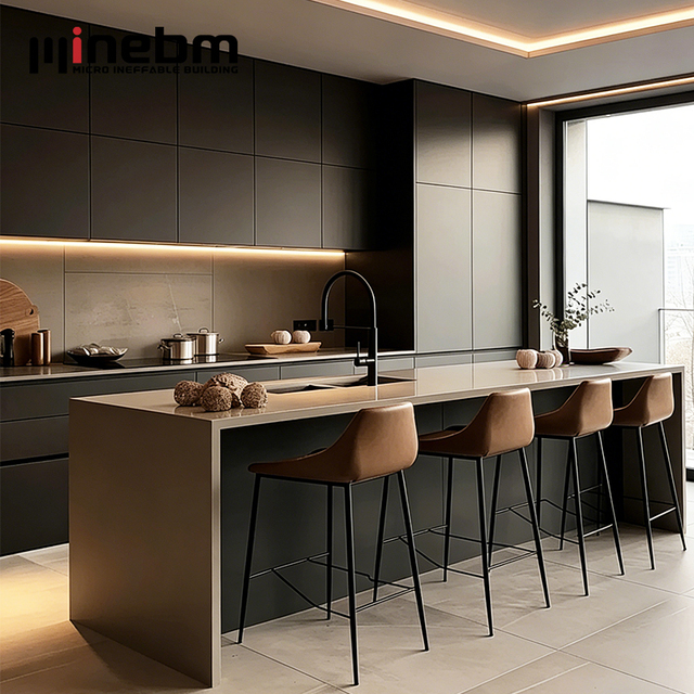 Custom Modern Kitchen Cabinets Shadow Oak Small Modular Base Cabinets with Faucet Hinge Drawer Basket-Customizable Color