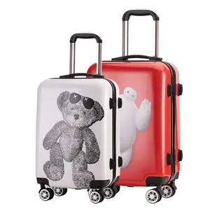 Drucken Bär Cartoon Image Valise Gepäcks ets mit 360 Universal Trolley Taschen