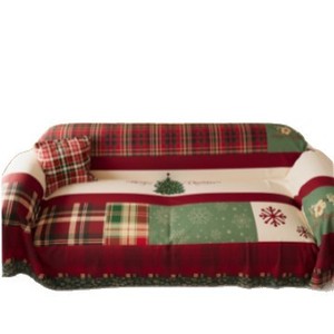 Funda de sofá a cuadros navideños, cobertura total, antideslizante, imitación lino, lavable a máquina, tipo almohadilla para sofás en general - Product Image 2