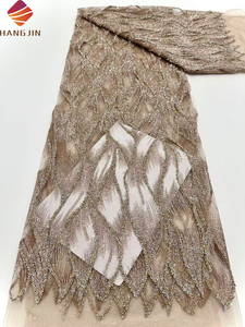 Vải ren pha lê lấp lánh thời trang cao cấp, chất lượng cao, kiểu lưới Pháp đính hạt, dùng cho váy dự tiệc, dạ hội - Product Image 2