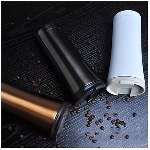Stainless Steel Tumbler Vacuum <b>Insulated</b> Double <b>Wall</b> Travel Mug With Lid Minimalist Design Copper Black White Colors - Product Image 5