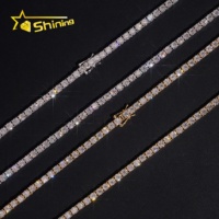 Expédition rapide locale aux États-Unis, Collier fin en argent sterling S925 avec chaîne tennis et diamants Moissanite VVS, 2MM 3MM 4MM 5MM