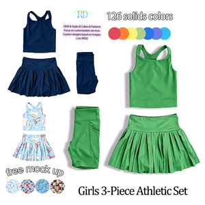 Completo Sportivo Casual 3 Pezzi per Bambine Ruidian, Nuovo Design 2026, Set Atletico per Bambine, Set con Gonna Tinta Unita per Bambine, Set in Nylon OEM per Neonata - Product Image 6
