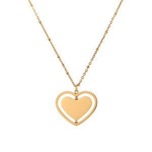 <span class=keywords><strong>Collana</strong></span> <span class=keywords><strong>con</strong></span> ciondolo a cuore rotante in acciaio inossidabile placcato oro 18 carati, stile semplice, lucido, ideale per incisione - Articolo caldo! - Product Image 5
