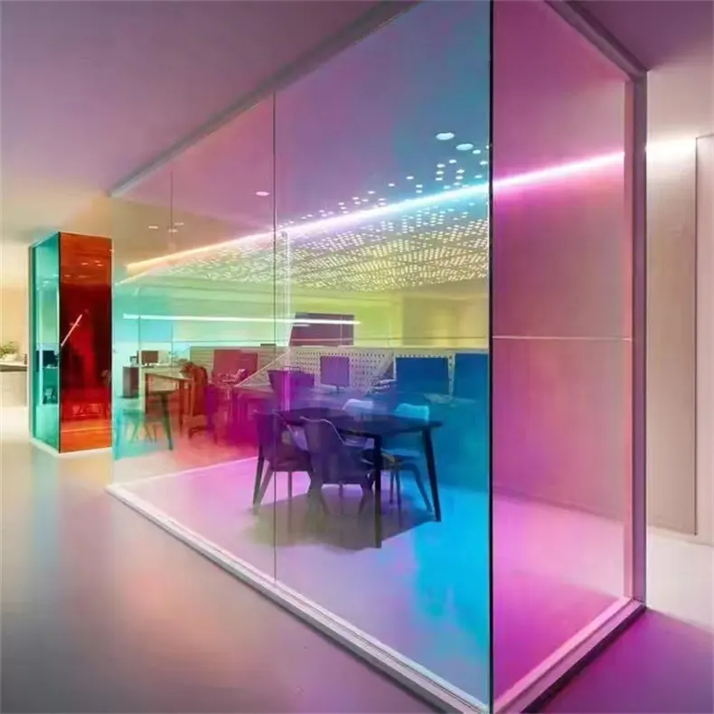 Neue Fabrik Großhandel Niedrige Preise Benutzer definierte Farbverlauf Glas Architektur Glasmalerei Kunst Fenster platten Dekoratives Glas