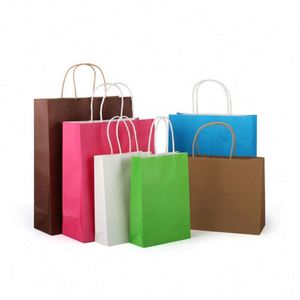 Vente en gros de sacs shopping en papier brun bon marché de 27 cm x 11 cm x 19 cm avec votre propre logo, pack promotionnel - Product Image 4