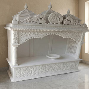Meilleur Prix - Modèle d'exportation indien de temple-mandir en marbre poli d'intérieur, sculpté à la main, artisanat en pierre pour salon - Product Image 3