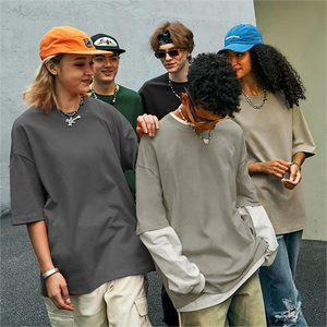 T-shirt vierge personnalisé 220 GSM pour homme, coupe oversize, unisexe, streetwear, t-shirt uni épais pour impression streetwear - Product Image 2