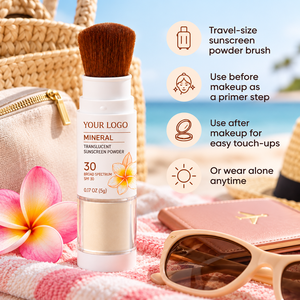Nouvelle Poudre Fixatrice Solaire 2-en-1 avec Brosse Portable – Flacon Applicateur pour Retouches en Déplacement – Protection Solaire Minérale SPF 30 - Product Image 4