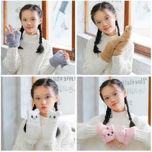 I-0234 Gants d'hiver mignons à motif de dessin animé, épais, pour étudiants, compatibles écran tactile, usage quotidien extérieur, design à rabat - Product Image 6