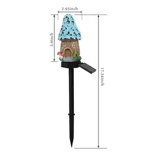 Goldmore4 Led Solar Gazon Licht Multi Craft Miniatuur Fairy House Zonne-Energie Outdoor Decor Led Tuin Licht Hars Cottage Chri