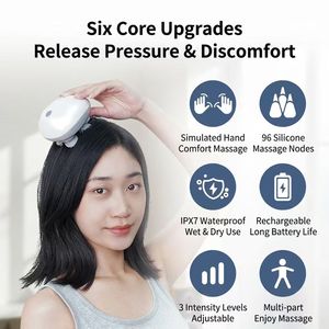<span class=keywords><strong>Masseur</strong></span> de <span class=keywords><strong>tête</strong></span> électrique portable USB étanche pour soulager le stress, 6 techniques de pétrissage, utilisation humide/sèche, pour la maison et les soins capillaires - Product Image 6