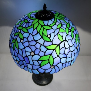 LongHuiJing 12Inch Stained Glass Lamp Antique Table Lamps tiffany Wisteria Lampshade Desk <b>Lights</b> with Metal Base - Product Image 2