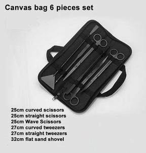 Anti-roest zwarte coating 6-<span class=keywords><strong>in</strong></span>-<span class=keywords><strong>1</strong></span> aquariumgereedschapset aquariumschaar pincet platte zandschep zwarte kleur - Product Image 5