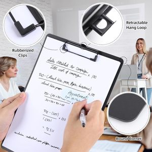 Máy tính bảng nhựa A4 với móc có thể thu vào và clip cấu hình thấp, 6 viên/Bộ máy tính bảng màu đen, thích hợp cho các trường học văn phòng. - Product Image 5