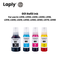 Isi Ulang Tinta Printer Inkjet Laply EP001 001 002 003 Dye Kompatibel untuk L4150 L4160 127/70ML 7500 Halaman Hitam 6000 Warna