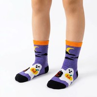 Chaussettes d'Halloween pour enfants, motifs de dessins animés colorés : chat noir, fantôme, citrouille, maison hantée, crâne – Designs non répétitifs, douces, pour les fêtes