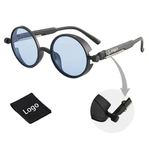 达川塑料朋克蒸汽复古廉价促销遮阳帘太阳镜PC框架弹簧腿工业风格潮流眼镜