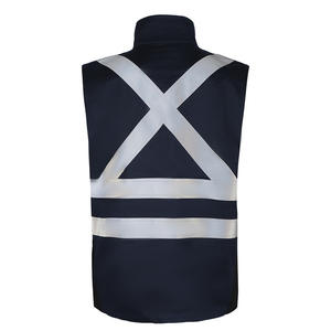 Gilet de protection ignifuge et antistatique Xinke bleu marine, 99 % coton, 1 % fil antistatique, pour utilisation dans l'industrie minière et chimique. - Product Image 4