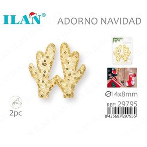 Ornamento in Corna di Cervo Ilan con Paillettes 4x8mm, Decorazione Natalizia, 2 Pezzi - Product Image 3