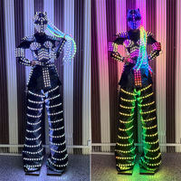 Traje de Robot LED a Todo Color para Cosplay, Ropa Luminosa para Mujer, Traje de Robot con Zancos LED para Actuaciones en Escenarios y Discotecas