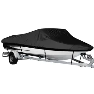 HOTO Heavy Duty Waterproof and UV proof V-shaped Boat Cover 600D Polyester marine Universal Fit Polyester Boat Cover