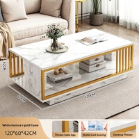 Table basse moderne minimaliste avec structure en acier inoxydable, design empilable, bois MDF décoratif, convient au salon et à la chambre à coucher