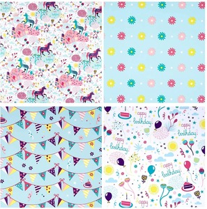 Joyeux Anniversaire – Lot de Rouleaux de Papier Cadeau Écologique Imperméable – Licorne, Fleurs, Bannières Artistiques – Emballage Cadeau 100GSM Double Face PE - Product Image 6