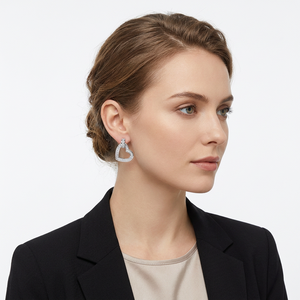 Biojoux BJT221 Montecarlo Heart 12mm Clou d'oreille tendance géométrique en acier inoxydable avec sertissage clos et strass en cristal, hypoallergénique - Product Image 6