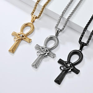Horus Eye Ankh <b>Cross</b> Pendant Stainless Steel Necklace Unisex Fashion Jewelry - Product Image 2